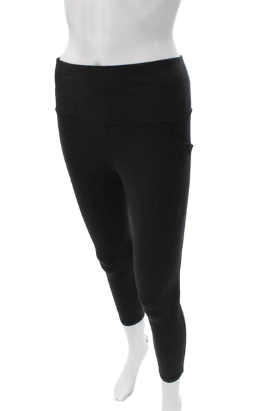 Athleta Women Cropped Leggings Black Pull On Nylon Lycra Size M