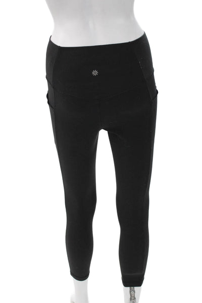 Athleta Women Cropped Leggings Black Pull On Nylon Lycra Size M
