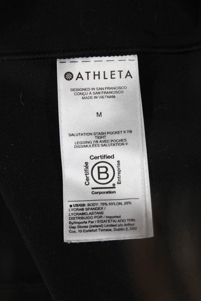 Athleta Women Cropped Leggings Black Pull On Nylon Lycra Size M