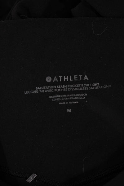 Athleta Women Cropped Leggings Black Pull On Nylon Lycra Size M