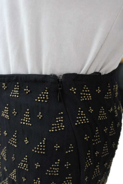 Joie Womens Mini Silk Geometric Black Short Skirt Zip Size M