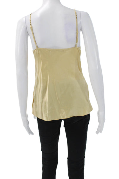 Hale Bob Women Beige Silk V-Neck Camisole Bohemian Sleeveless Size M