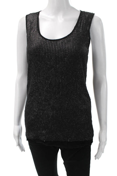 Gerard Darel Womens Basic Scoop Neck Sleeveless Viscose Tank Black Size 1