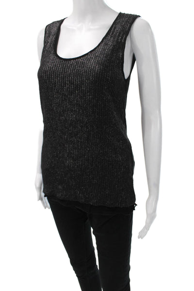 Gerard Darel Womens Basic Scoop Neck Sleeveless Viscose Tank Black Size 1
