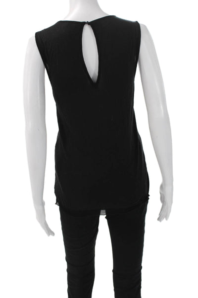 Gerard Darel Womens Basic Scoop Neck Sleeveless Viscose Tank Black Size 1