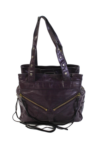 Botkier Womens Leather Gold Tone Lobster Clasp Shoulder Handbag Purple