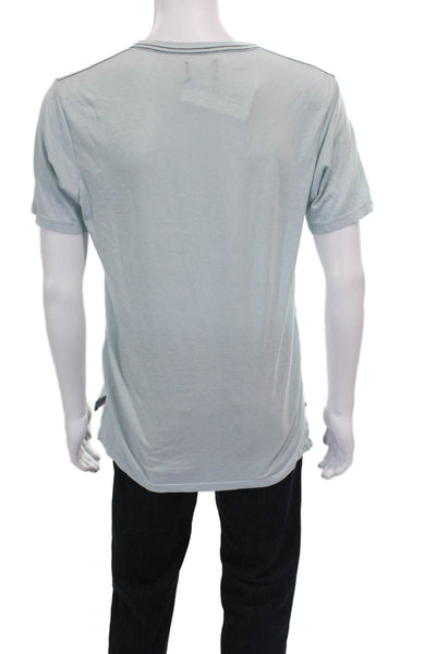 Goodlife Mens Henley Short Sleeve Shirt Blue Solid Size L