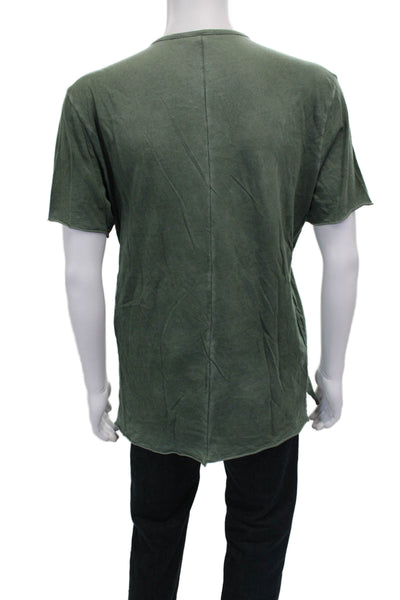 Cotton Citizen Mens Henley Shirt Green 100% Supima Cotton Short Sleeve Size L
