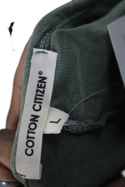 Cotton Citizen Mens Henley Shirt Green 100% Supima Cotton Short Sleeve Size L