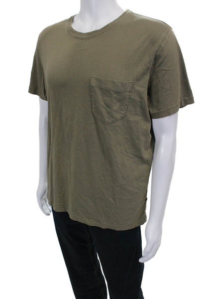 Billy Reid Mens Short Sleeve Crew Neck Solid Cotton Shirt Size M