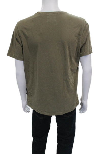 Billy Reid Mens Short Sleeve Crew Neck Solid Cotton Shirt Size M