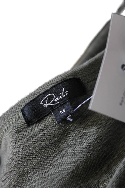 Rails Mens Long Sleeve Crew Neck Shirt Green Linen Blend Size M