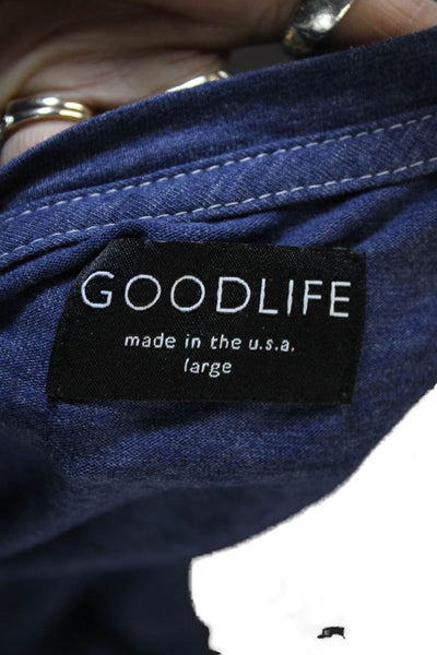 Goodlife Mens Blue V-Neck Short Sleeve Shirt Size L