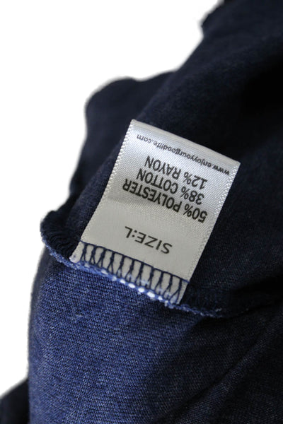 Goodlife Mens Blue V-Neck Short Sleeve Shirt Size L