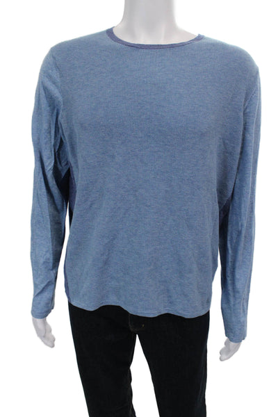 Zachary Prell Mens Pullover T-Shirt Colorblock Blue Crew Neck Cotton Size L