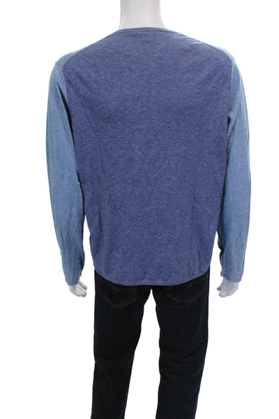 Zachary Prell Mens Pullover T-Shirt Colorblock Blue Crew Neck Cotton Size L