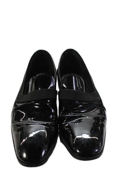 Salvatore Ferragamo Mens Slip On Round Toe Patent Leather Oxfords Black 11.5D