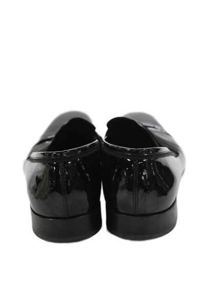 Salvatore Ferragamo Mens Slip On Round Toe Patent Leather Oxfords Black 11.5D