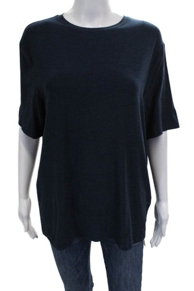 Beyond Yoga Womens Basic Blue Short Sleeve T-Shirt Crew Neck Polyester Size M
