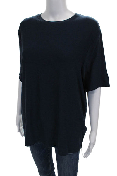 Beyond Yoga Womens Basic Blue Short Sleeve T-Shirt Crew Neck Polyester Size M