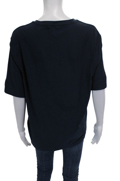 Beyond Yoga Womens Basic Blue Short Sleeve T-Shirt Crew Neck Polyester Size M