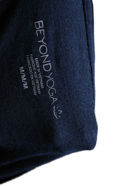 Beyond Yoga Womens Basic Blue Short Sleeve T-Shirt Crew Neck Polyester Size M