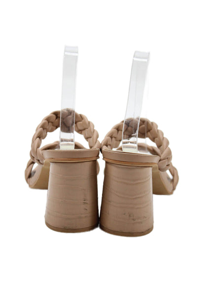 Dolce Vita Womens Braided Straps Slide On Sandal Heels Beige Size 8.5