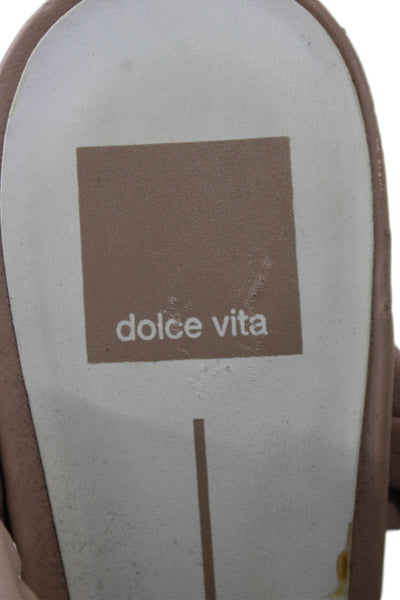 Dolce Vita Womens Braided Straps Slide On Sandal Heels Beige Size 8.5