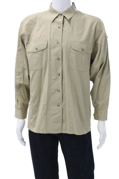 Beretta Mens Long Sleeves Button Down Shirt Khaki Beige Size Large