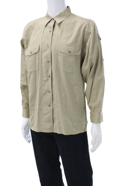 Beretta Mens Long Sleeves Button Down Shirt Khaki Beige Size Large