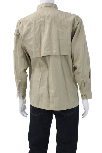 Beretta Mens Long Sleeves Button Down Shirt Khaki Beige Size Large