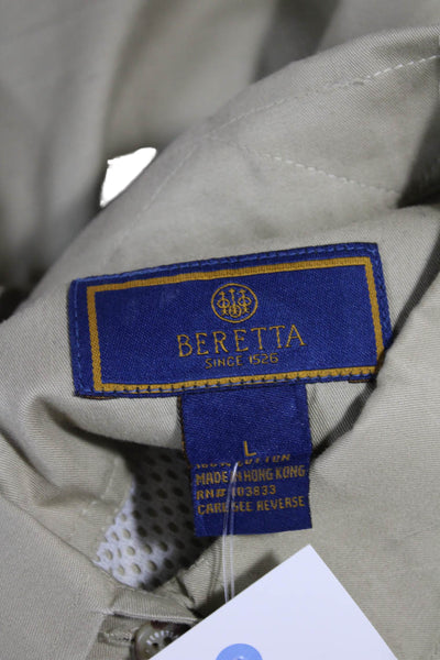Beretta Mens Long Sleeves Button Down Shirt Khaki Beige Size Large
