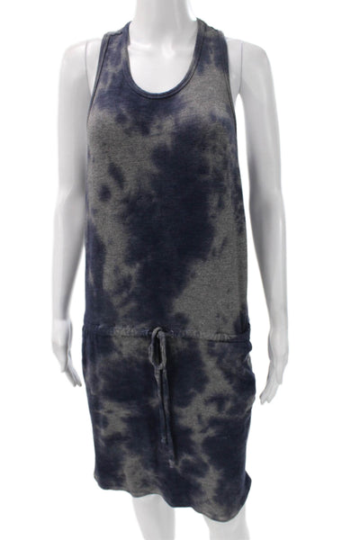 Sundry Women Blue Tie Dye Rayon Tank Dress Scoop Neck Short Sleeveless Size 1