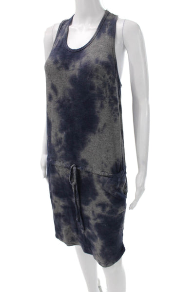 Sundry Women Blue Tie Dye Rayon Tank Dress Scoop Neck Short Sleeveless Size 1