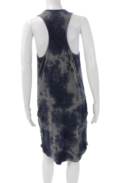 Sundry Women Blue Tie Dye Rayon Tank Dress Scoop Neck Short Sleeveless Size 1