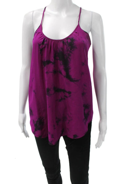 Rebecca Taylor Women Silk Tie Dye Camisole Purple Scoop Neck Boho Spring Size 0