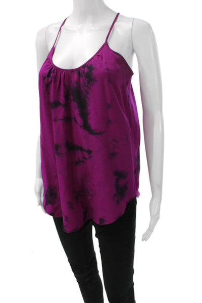 Rebecca Taylor Women Silk Tie Dye Camisole Purple Scoop Neck Boho Spring Size 0