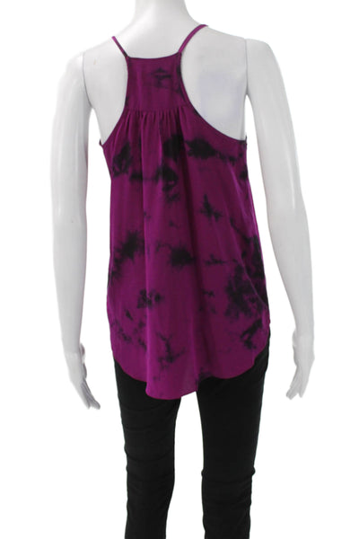 Rebecca Taylor Women Silk Tie Dye Camisole Purple Scoop Neck Boho Spring Size 0