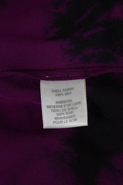 Rebecca Taylor Women Silk Tie Dye Camisole Purple Scoop Neck Boho Spring Size 0