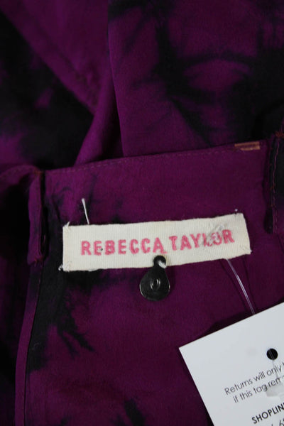 Rebecca Taylor Women Silk Tie Dye Camisole Purple Scoop Neck Boho Spring Size 0