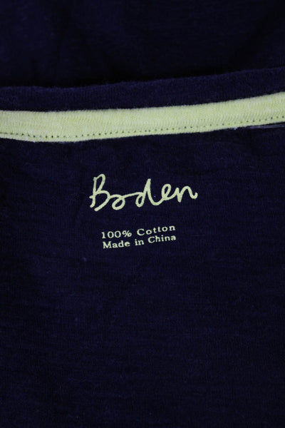 Boden Women Basic Scoop Neck 3/4 Sleeve Blue Cotton T-Shirt Size S