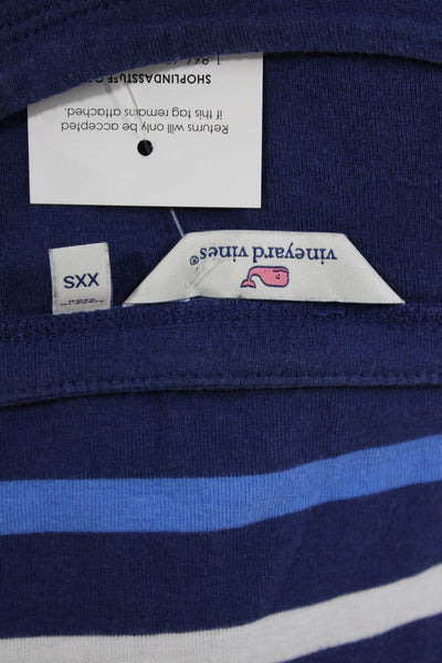Vineyard Vines Womens Striped Boatneck T-Shirt Blue 3/4 Sleeve Size 2XS