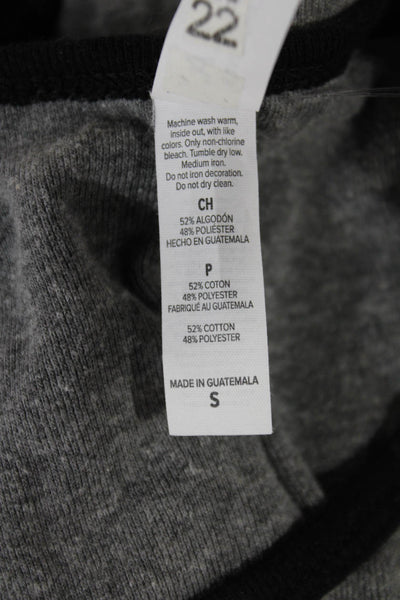 Bella + Canvas Womens Basic Colorblock Gray 3/4 Sleeve Round Neck Tee Size S