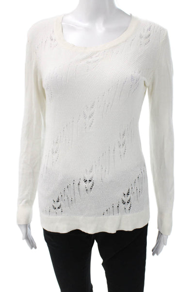 Classiques Entier Women White Scoop Neck Long Sleeve Pullover Size XS