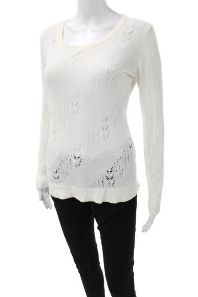 Classiques Entier Women White Scoop Neck Long Sleeve Pullover Size XS