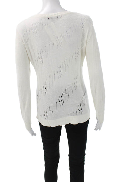 Classiques Entier Women White Scoop Neck Long Sleeve Pullover Size XS