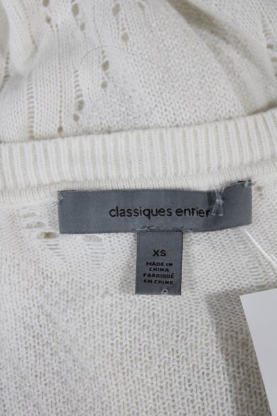 Classiques Entier Women White Scoop Neck Long Sleeve Pullover Size XS