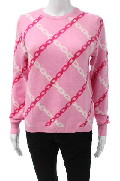 THML Womens Pullover Sweater Pink Geometric Crew Neck Long Sleeve Size XS