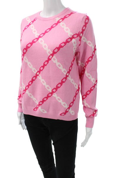 THML Womens Pullover Sweater Pink Geometric Crew Neck Long Sleeve Size XS