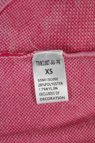 THML Womens Pullover Sweater Pink Geometric Crew Neck Long Sleeve Size XS